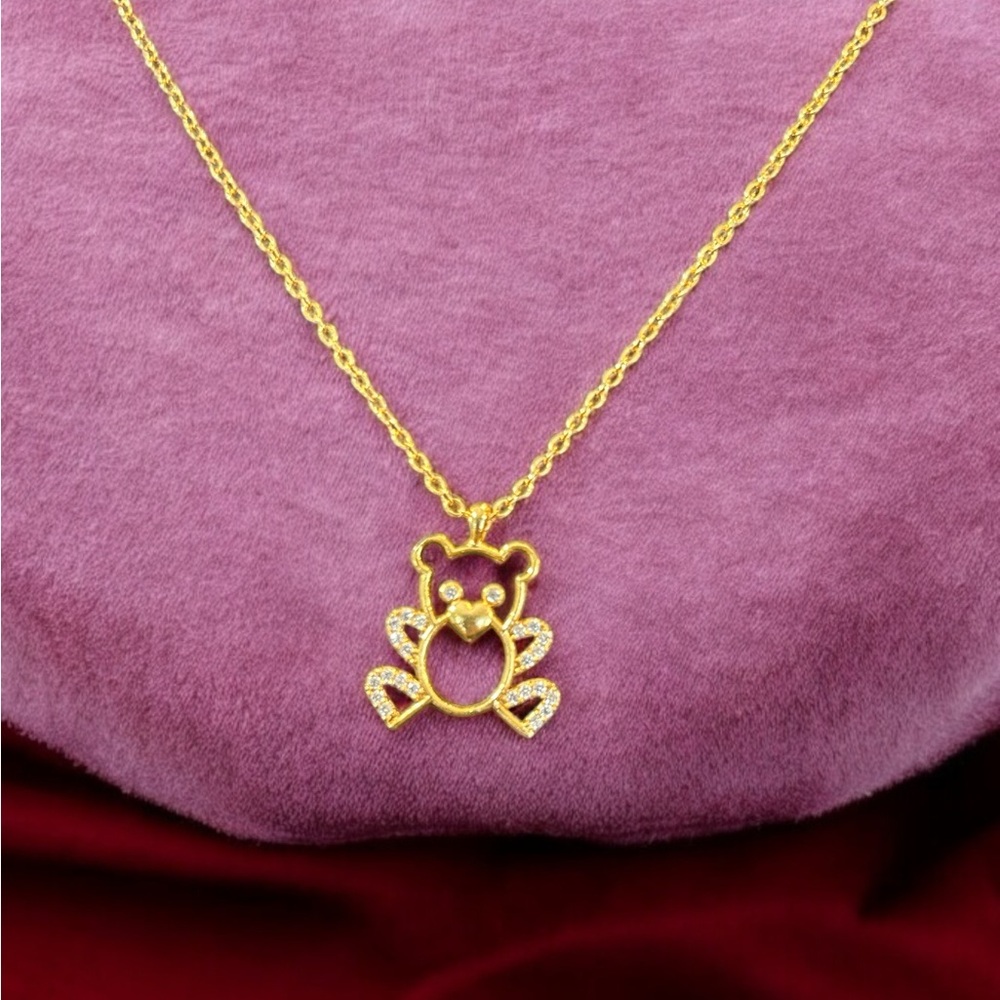 Teddy Bear Gold Plated Necklace, Minimalist Pendant